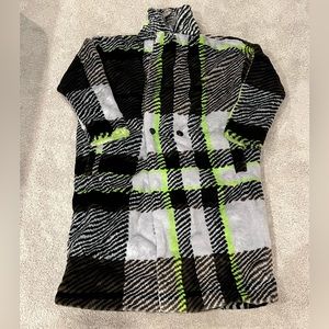 Womens adidas ivy park long plaid faux fur jacket